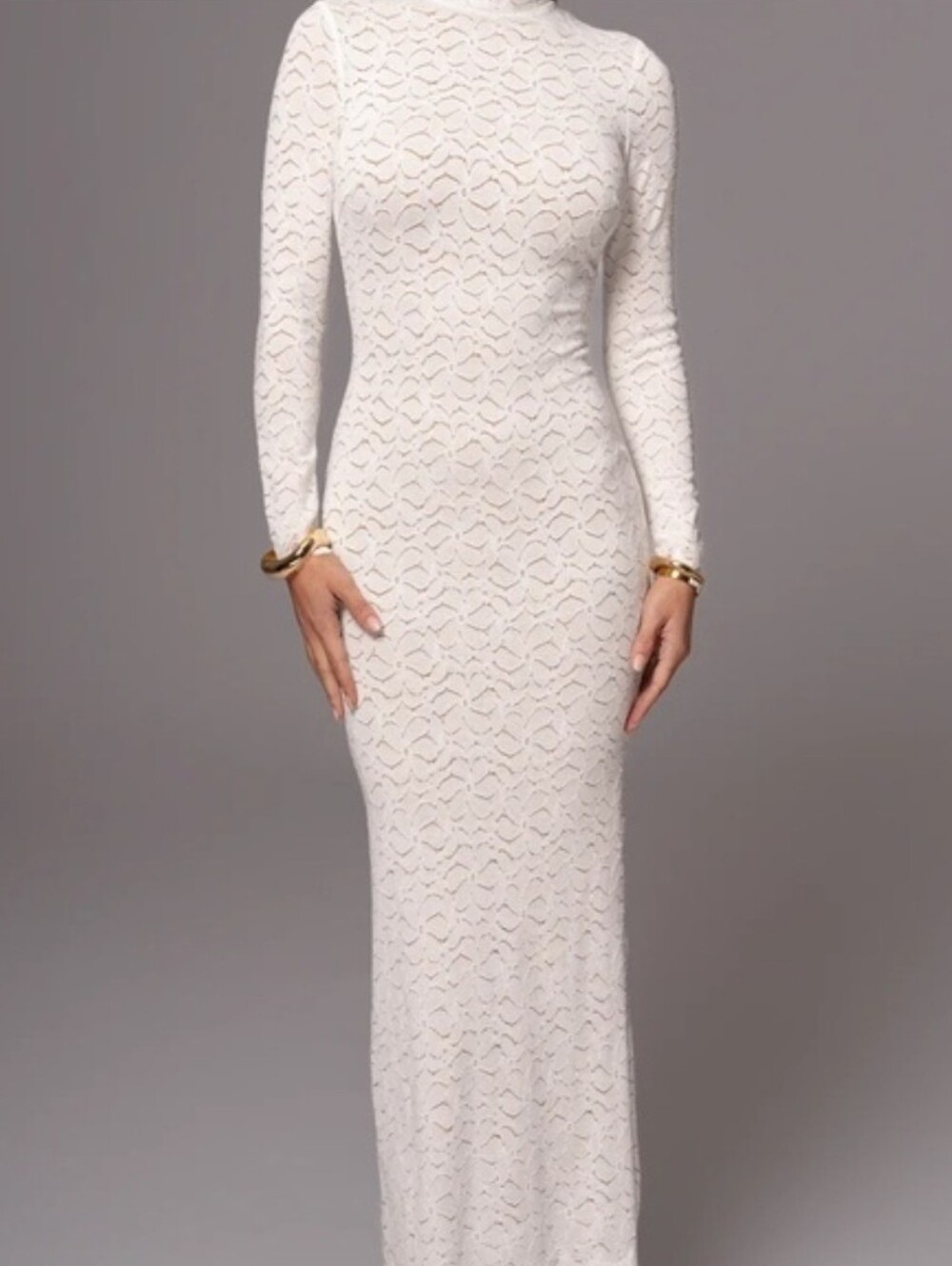 JLUXLABEL | White Amara Mock Neck Maxi Dress Size L